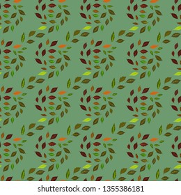 Illustration of Botanical pattern seamless background with leaves, maple leaf texture for colorful design on fabric