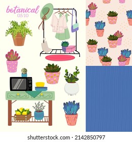 illustration of botanical plants with interior