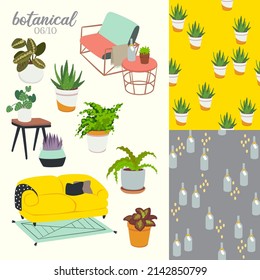 illustration of botanical plants with interior