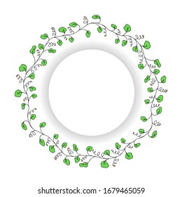Illustration botanical round pattern of decorative flowers with leaves and berries, trendy style and cover design for letters, banners or holiday cards