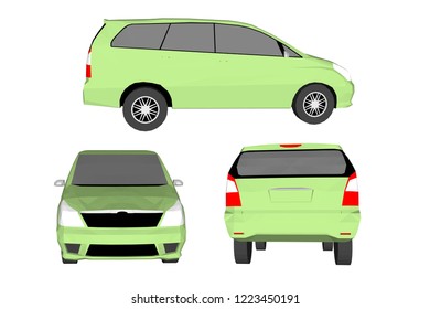 Illustration, both old and new sports cars, Vector 3D with white background.