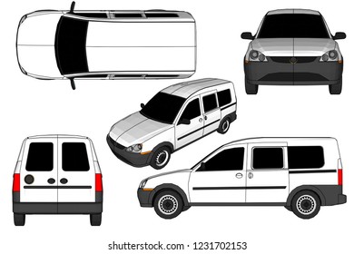 Illustration, both old and new sports cars, Vector 3D with white background.