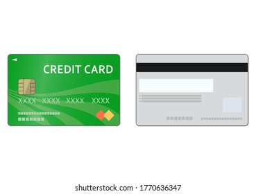 Illustration of the both side of a green credit card