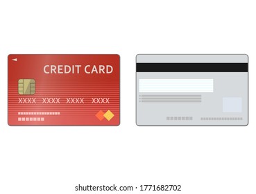 Illustration Both Side Red Credit Card Stock Vector (Royalty Free ...