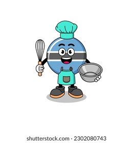 Illustration of botswana as a bakery chef , character design