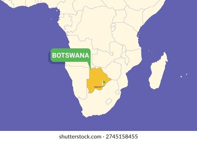 Illustration of Botswana map with Gaborone highlighted