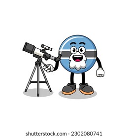 Illustration of botswana mascot as an astronomer , character design