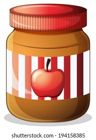Illustration einer Flasche Apfelmarmelade auf weißem Hintergrund