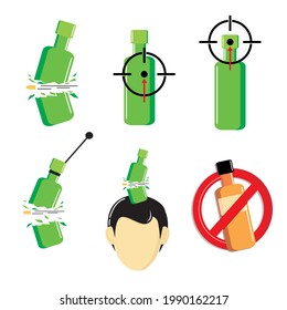 Illustration einer Flasche, auf die geschossen wird