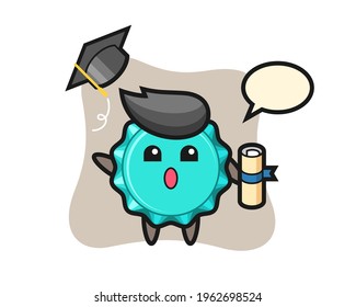 Illustration of bottle cap cartoon throwing the hat at graduation, cute style design for t shirt, sticker, logo element