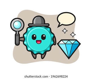 Illustration des Flaschenverschlusses mit Diamant, süßes Design für T-Shirt, Aufkleber, Logo-Element