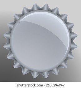 Illustration of a bottle cap made of metal steel. Aluminum alloy bottle cap top view