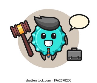 Illustration of bottle cap mascot as a lawyer, cute style design for t shirt, sticker, logo element