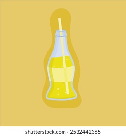 illustration of a bottle of drink containing lemon flavored soda