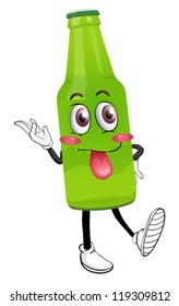 illustration of a bottle with a face on a white background