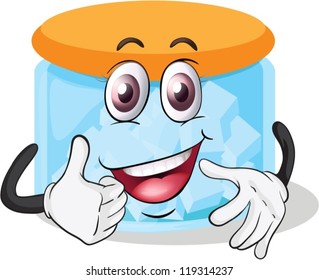 illustration of a bottle with a face on a white background