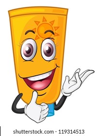 illustration of a bottle with face on a white background