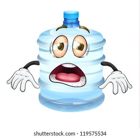 illustration of a bottle with face on a white background