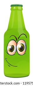 illustration of a bottle with face on a white background