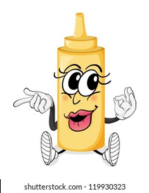 illustration of a bottle with face on a white background