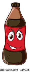 illustration of a bottle with face on a white background