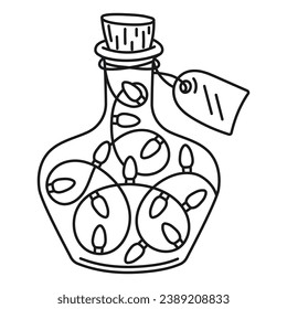 Illustration of a bottle with a garland on a white background