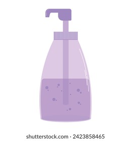 Illustration of a bottle for hand wash gel. Flat vector illustration in cartoon style. Beauty and fashion, personal care, beauty salons, online stores.