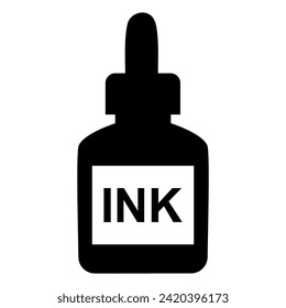 illustration of a bottle of ink. Ink icon bottle