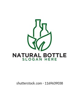 Illustration of bottle and leaf logo design template vector