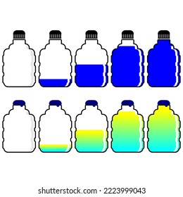 Illustration of a bottle with a lid from empty to full