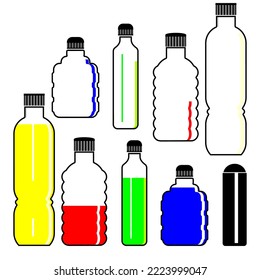 Illustration of a bottle with a lid from empty to full
