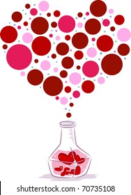 Ilustración de una botella de poción de amor