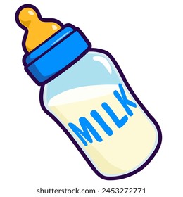 illustration of a bottle of milk cartoon sticker