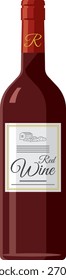 Ilustración de una botella de vino tinto
