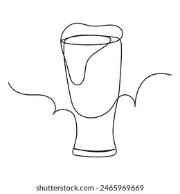 Ilustración de una botella, vaso de vino tinto, una botella de cerveza y un vaso, dibujando una línea continua de vaso de cerveza, dibujo de botella de cerveza de acuarela