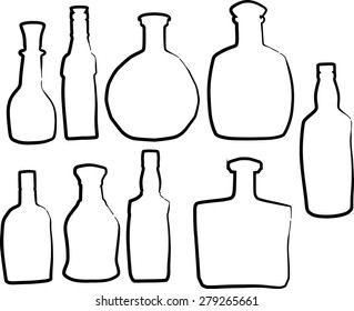 Illustration Bottle Silhouettes Isolated On White Stock Vector (Royalty ...