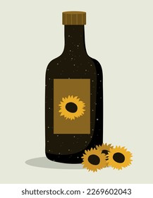 Illustration Bottle of Sunflower Oil