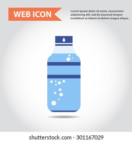 Illustration of bottle of water, drink, liquid, web icon, flat, vector.