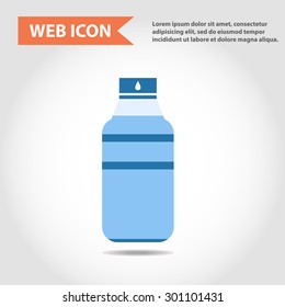 Illustration of bottle of water, web icon, flat, vector.