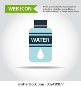 Illustration of bottle of water, web icon, flat, vector.