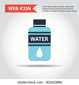 Illustration of bottle of water, web icon, flat, vector.