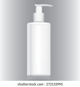 Illustration Bottle With White Pump Valve Cream, Gel, Liquid, Cosmetics. Suitable For Cosmetics And Institutional Materials.