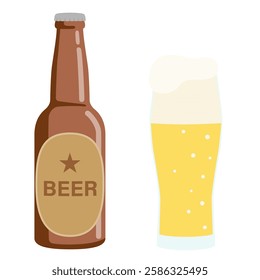 Illustration of bottled beer and glass beer that can be used for Father's Day, event flyers, etc.