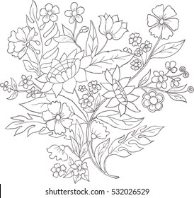 Illustration with bouquet