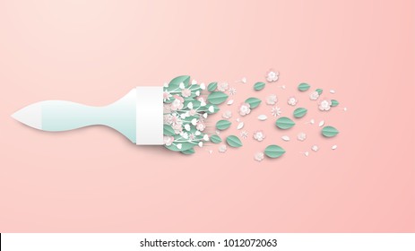 illustration of Bouquet design for spring. illustration of Brush Paint design for spring. Bouquet in the form of a brush paint. Paper craft and cut style. vector, illustration. illustration of Bouquet design for spring. illustration of Brush Paint design for spring. Bouquet in the form of a brush paint. Paper craft and cut style. vector, illustration.