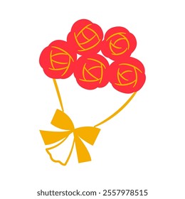 illustration of bouquet of five roses 