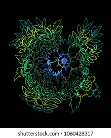 Illustration of a bouquet of flowers. Colorful bouquet