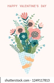 Illustration bouquet of flowers. Vector design concept for Valentines Day and other users.