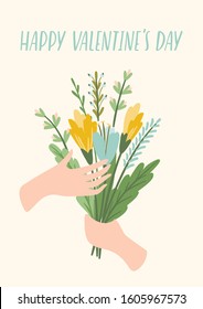 Illustration bouquet of flowers. Vector design concept for Valentines Day and other users.