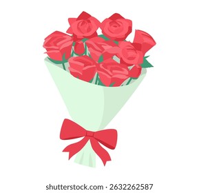 Illustration of a bouquet of red roses.